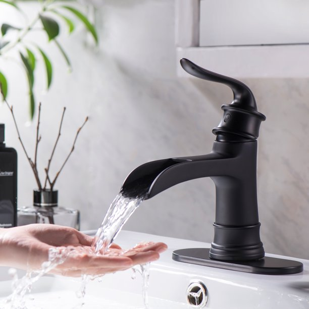 Lordear Brass Single Handle ‎Deck Mount Bathroom Waterfall Faucet with Water Hoses  from Lordear