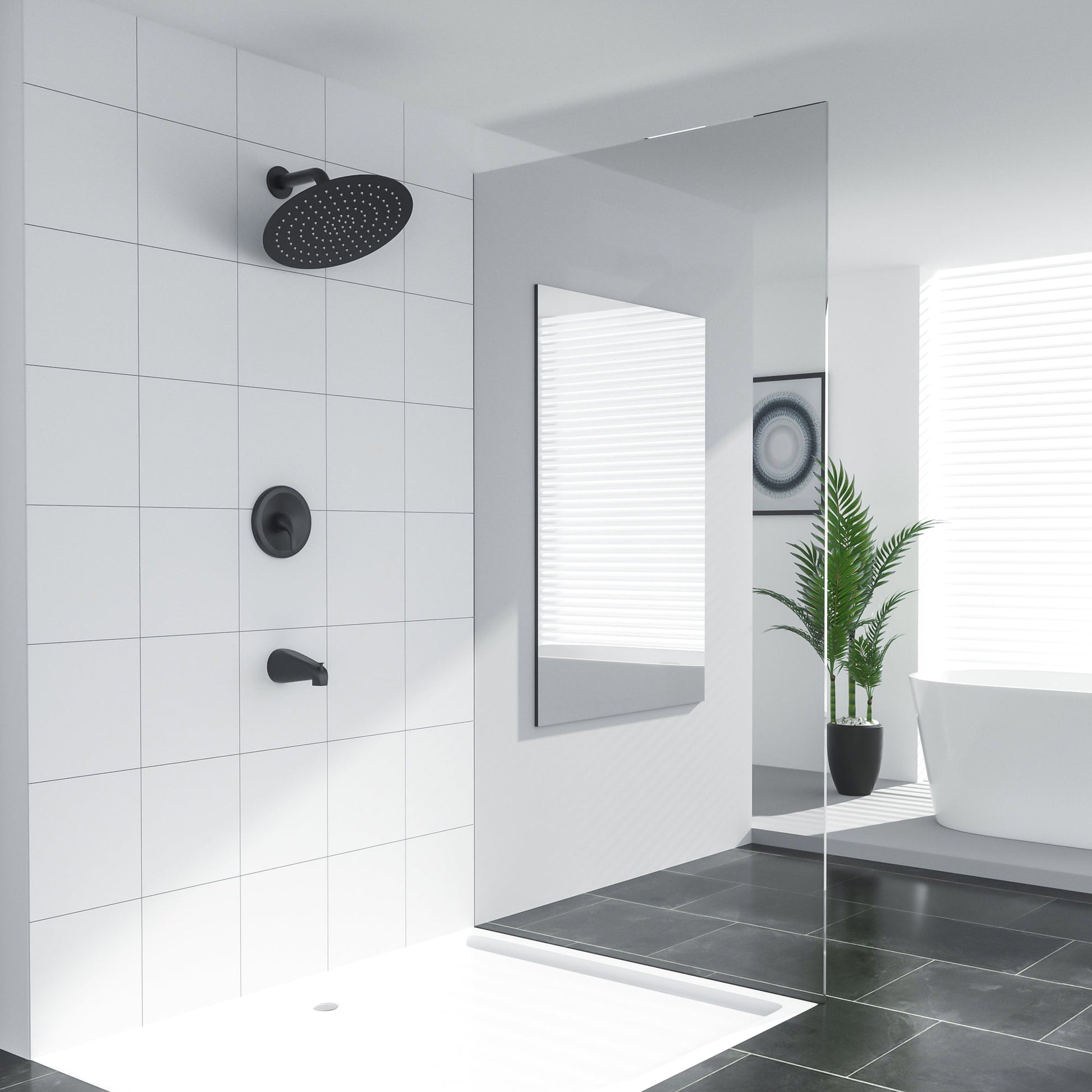 Lordear 10" Stainless Steel Wall Mounted Round Rainfall Shower Head with Bathroom Faucet  from Lordear
