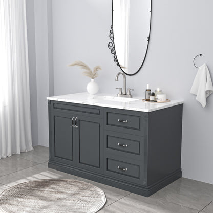 Lordear Brass Brushed Nickel Dual Handle Bathroom Faucet with Pop-Up Drain And Water Hoses  from Lordear
