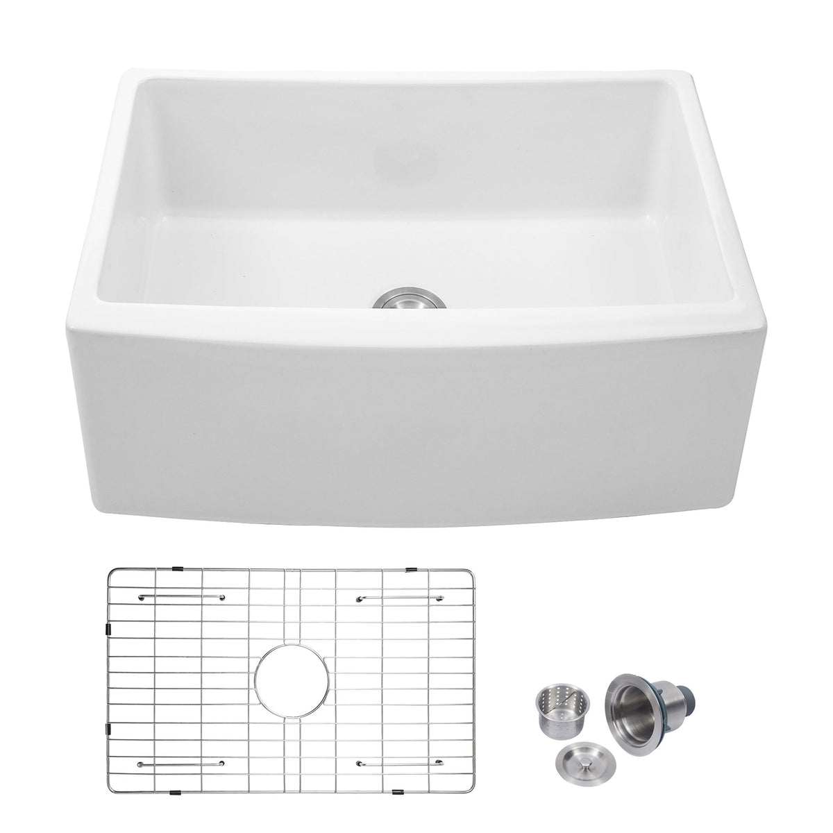 Lordear 24'' Ceramic White Apron Front Single Bowl Farmhouse Kitchen Sink  from Lordear
