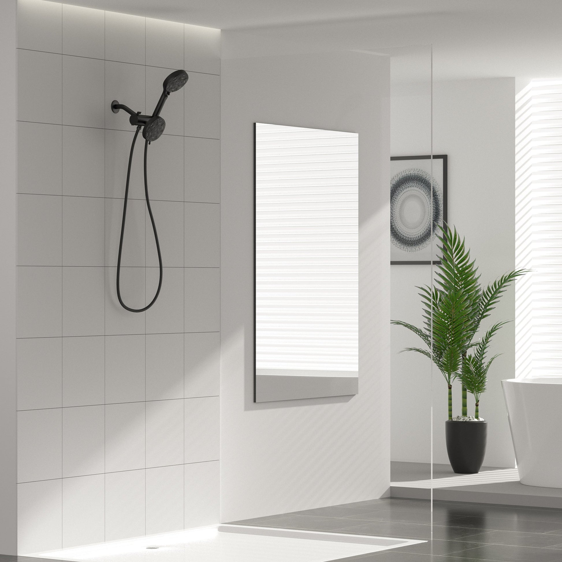 Lordear 5" Stainless Steel Wall Mounted Matte Black Rainfall Round Dual Head Shower Head  from Lordear