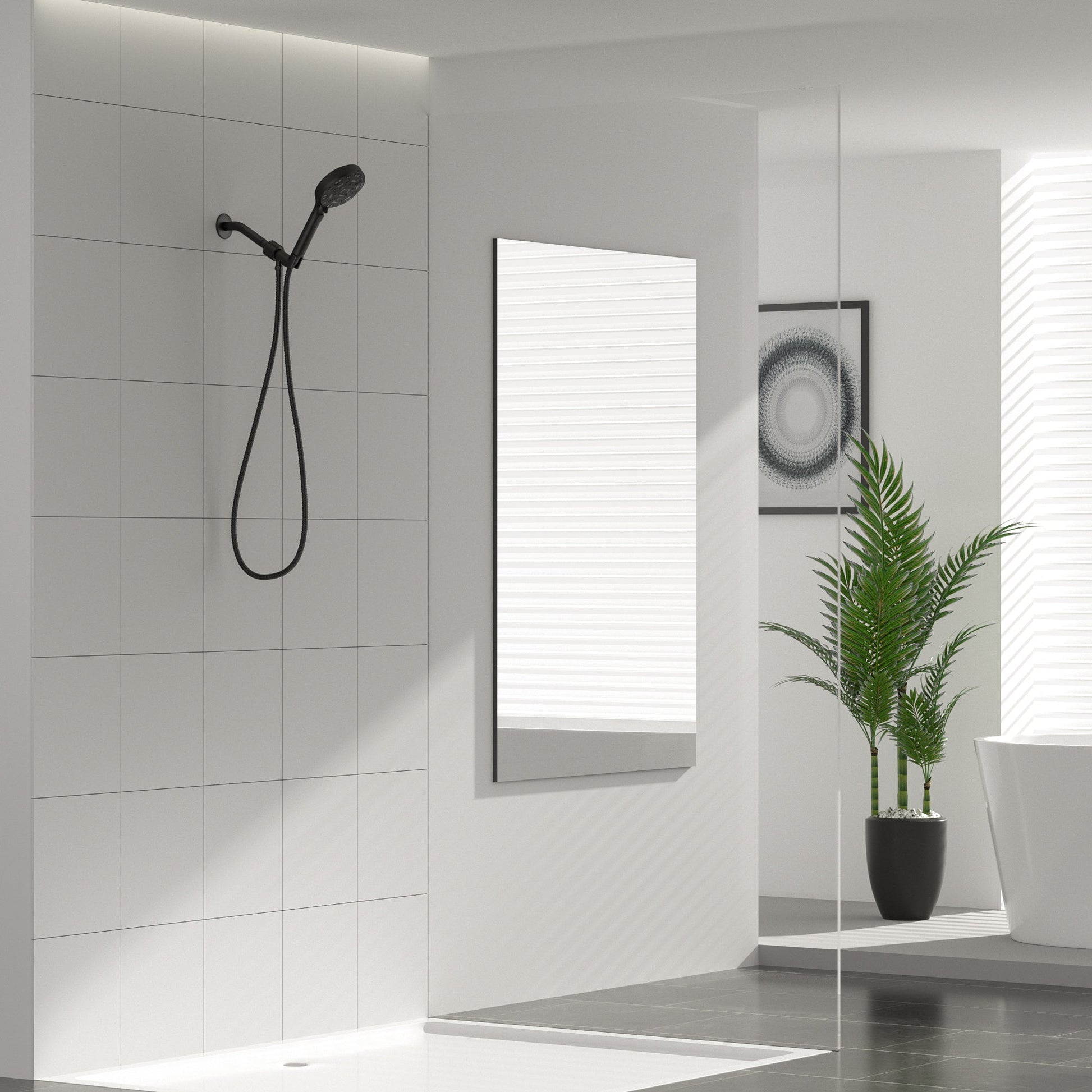 Lordear 5" Stainless Steel Wall Mounted Matte Black Round Rainfall Single Shower Head  from Lordear
