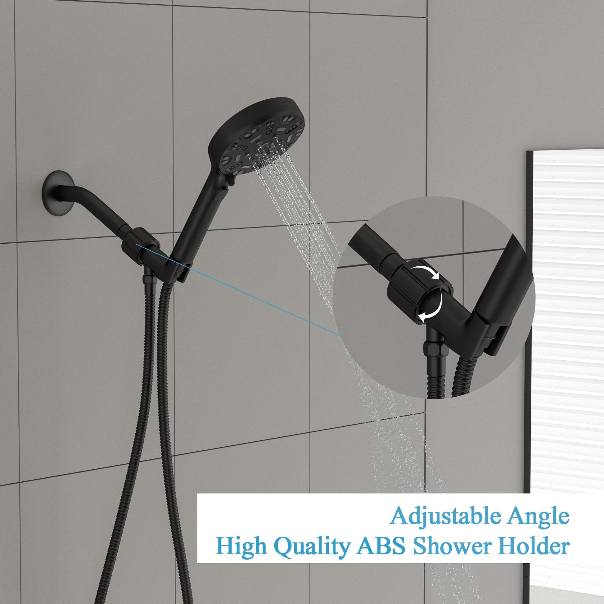 Lordear 5" Stainless Steel Wall Mounted Matte Black Round Rainfall Single Shower Head  from Lordear