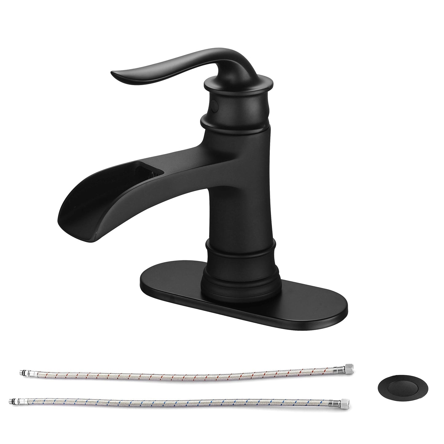Lordear Brass Single Handle ‎Deck Mount Bathroom Waterfall Faucet with Water Hoses  from Lordear