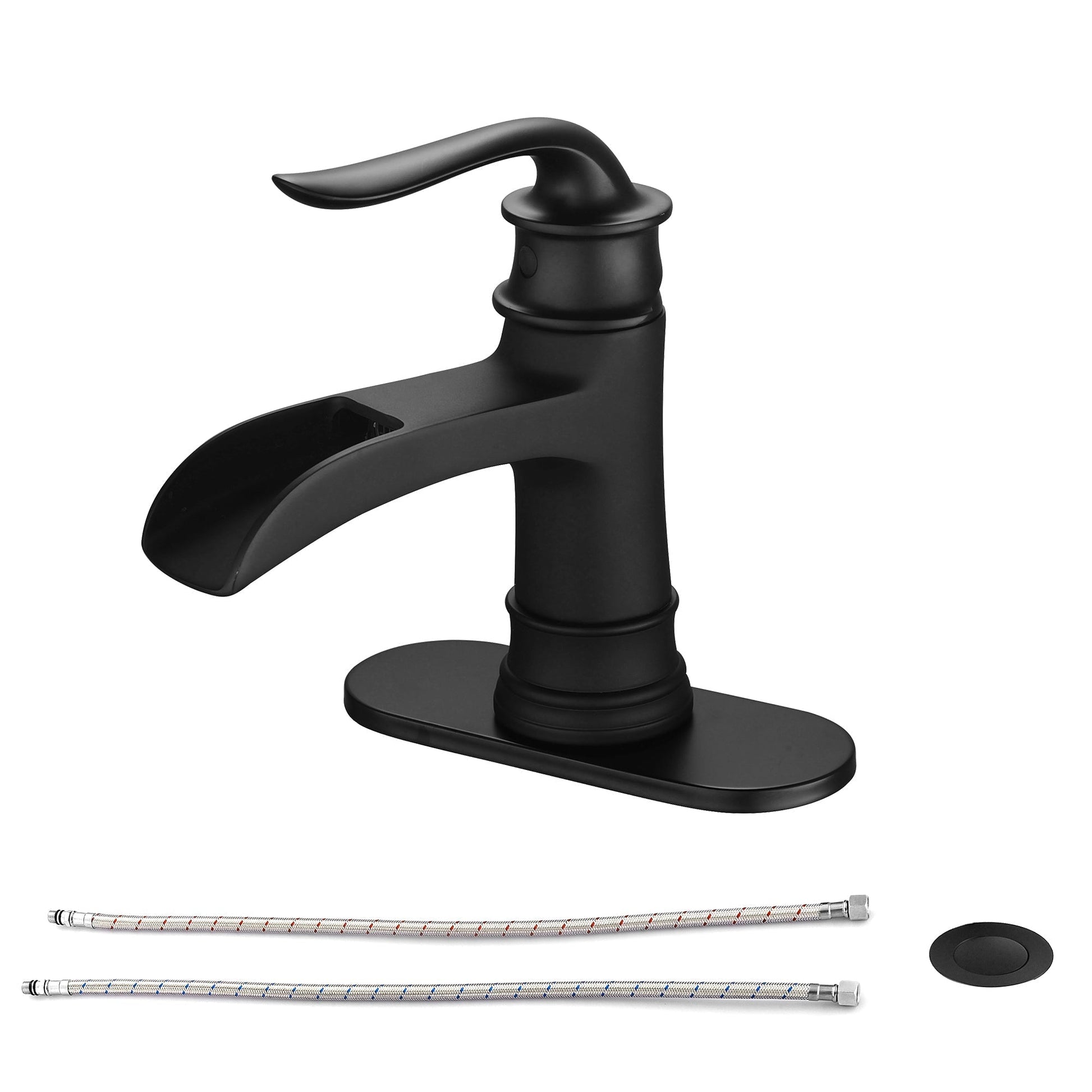 Lordear Brass Single Handle ‎Deck Mount Bathroom Waterfall Faucet with Water Hoses  from Lordear