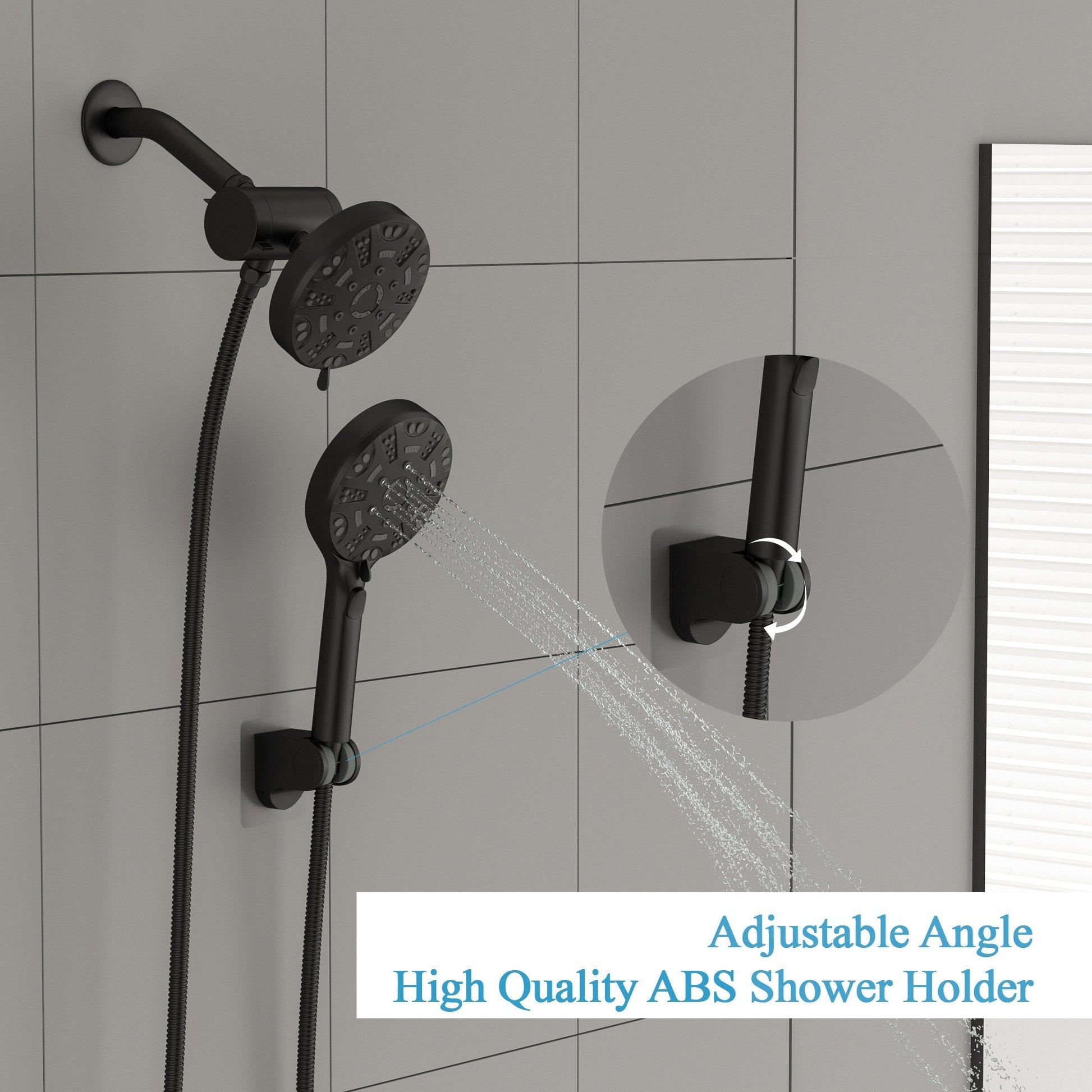 Lordear 5" Stainless Steel Wall Mounted Matte Black Modern Rainfall Shower Head Set  from Lordear