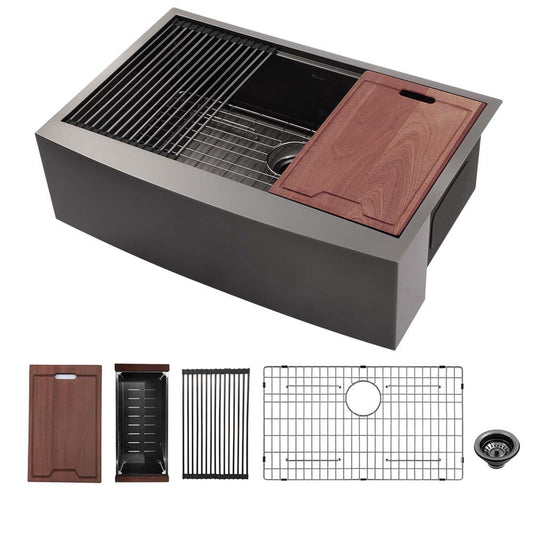 Lordear 36" x 22" Stainless Steel Black Apron Front Farmhouse Workstation Kitchen Sink  from Lordear