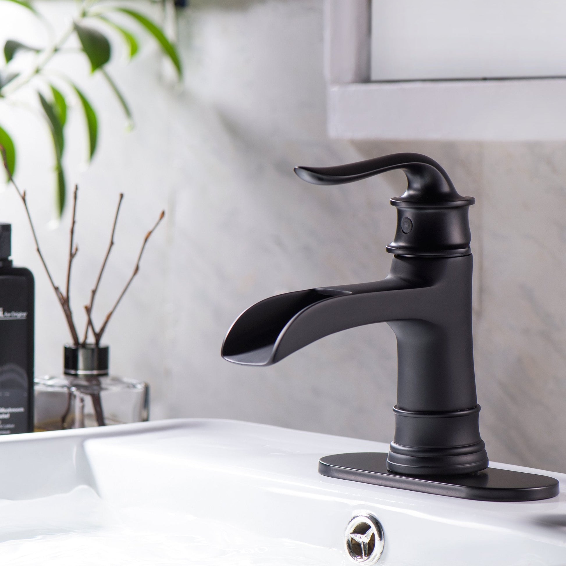 Lordear Brass Single Handle ‎Deck Mount Bathroom Waterfall Faucet with Water Hoses  from Lordear