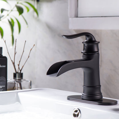 Lordear Brass Single Handle ‎Deck Mount Bathroom Waterfall Faucet with Water Hoses  from Lordear