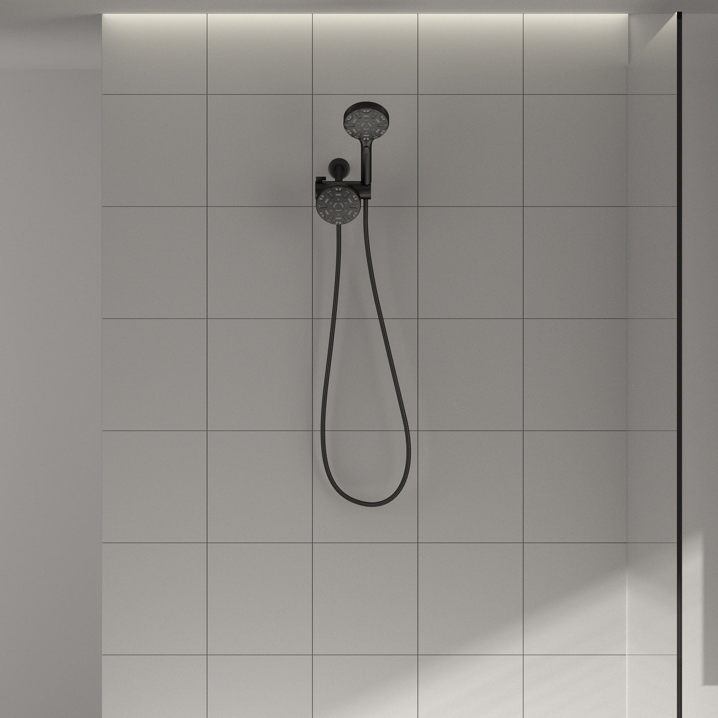 Lordear 5" Stainless Steel Wall Mounted Matte Black Rainfall Round Dual Head Shower Head  from Lordear
