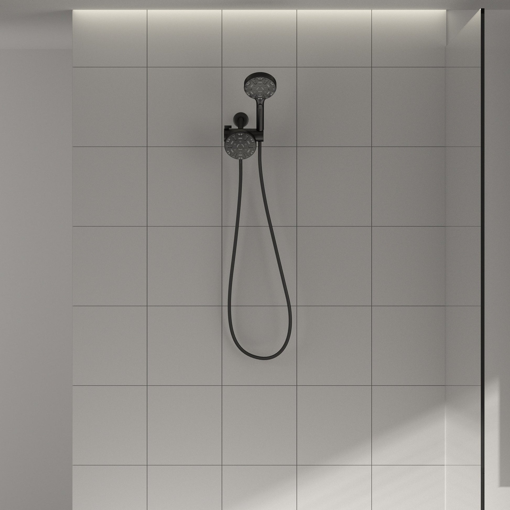 Lordear 5" Stainless Steel Wall Mounted Matte Black Rainfall Round Dual Head Shower Head  from Lordear