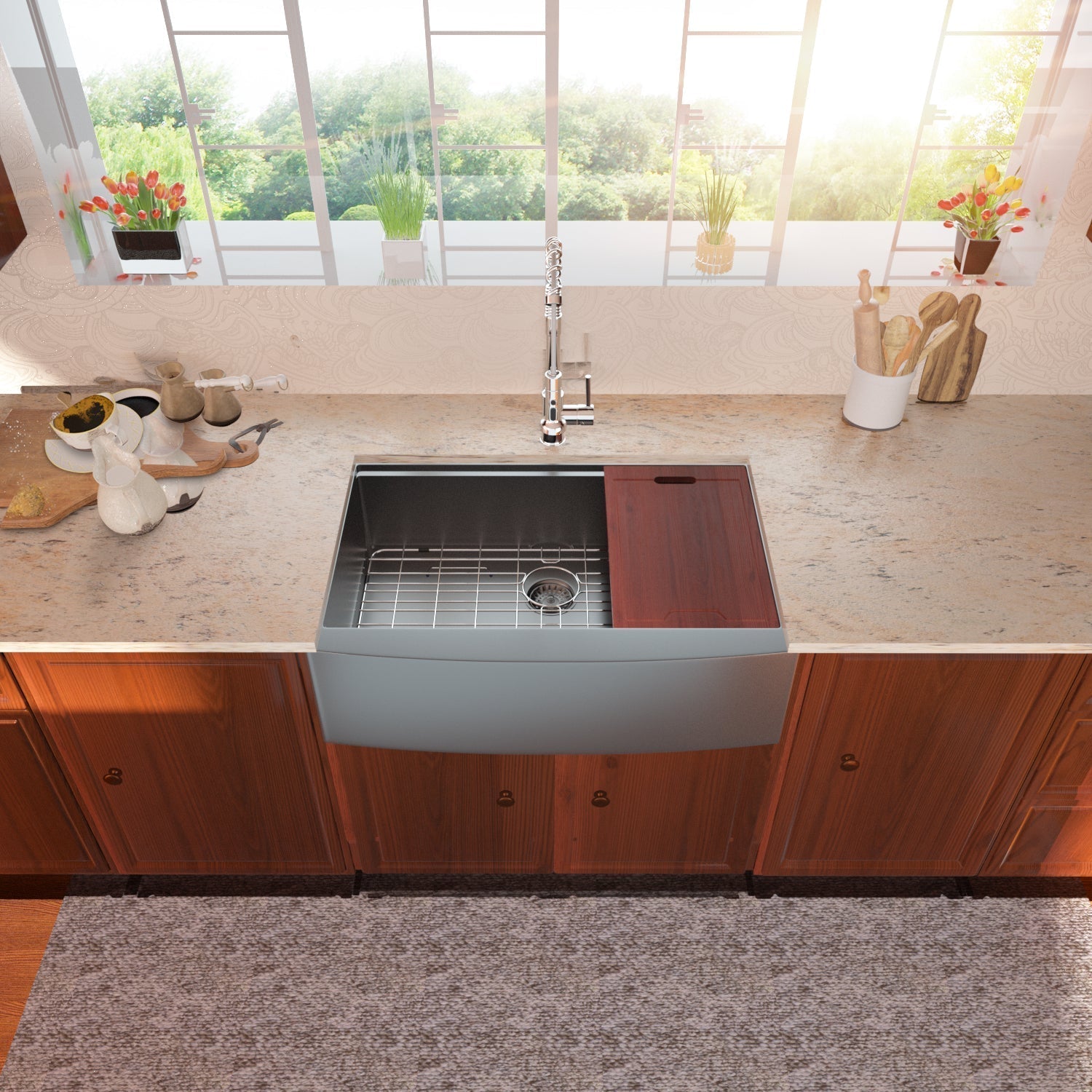 Lordear 33" x 22" Stainless Steel Black Farmhouse Workstation Kitchen Sink  from Lordear