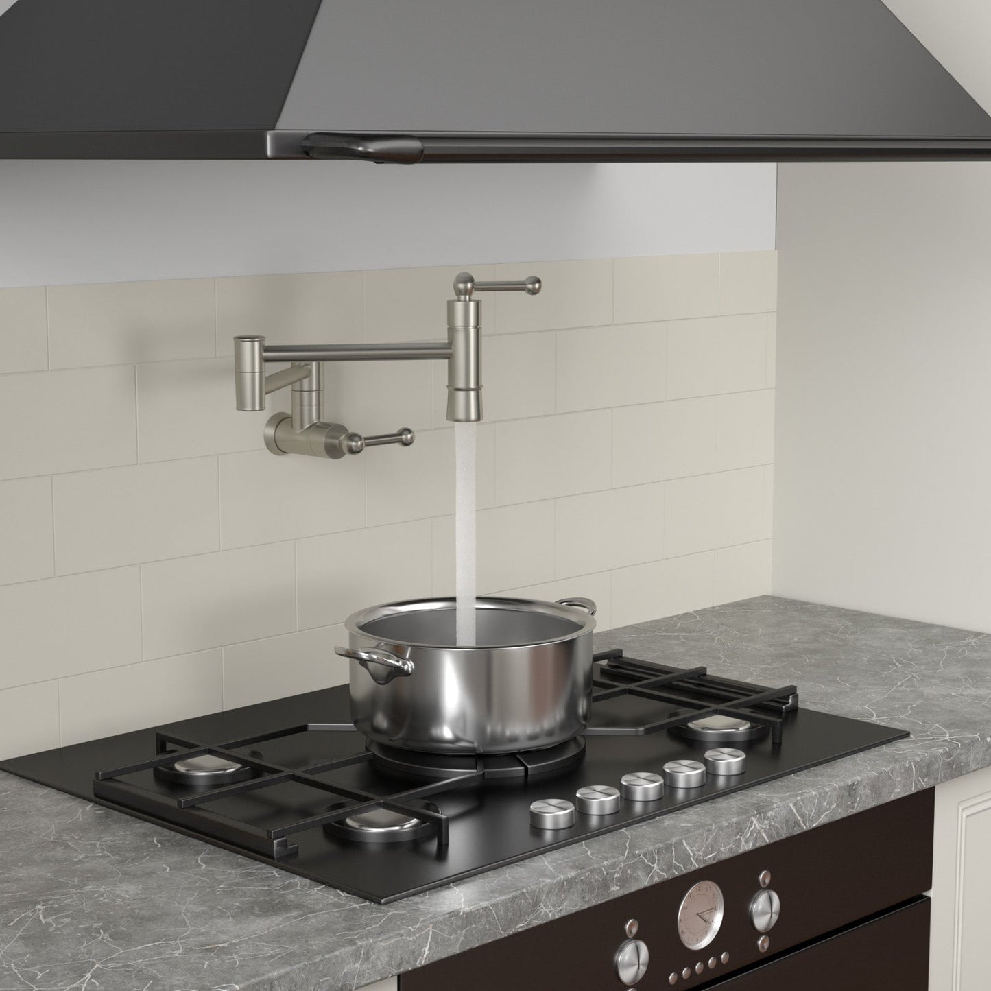 Pot Filler Faucet Solid Brass Wall Mounted in Brushed Nickel  from Lordear