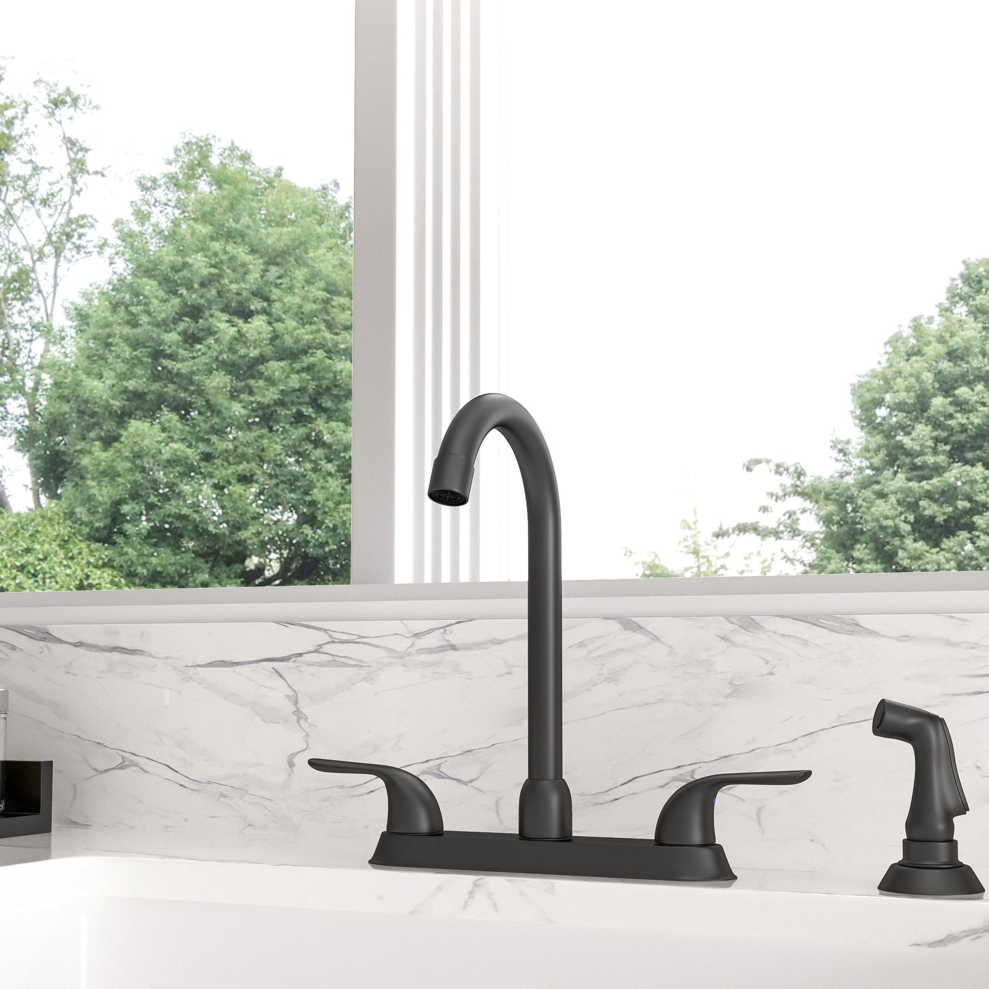 Lordear Brass Modern Design Double Handle Pull Out Spray Head Kitchen Faucet  from Lordear
