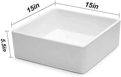 Lordear 15" x 15" White Ceramic Drop-in Square Vessel Bathroom Sink  from Lordear
