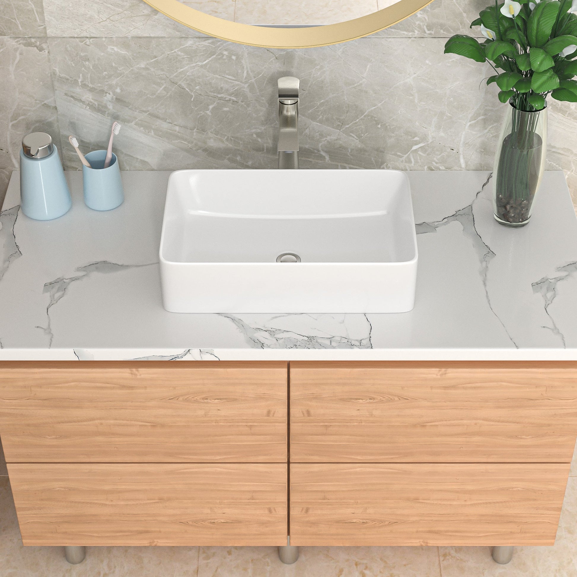Lordear 21" x 14" White Ceramic Countertop Rectangular Vessel Bathroom Sink  from Lordear