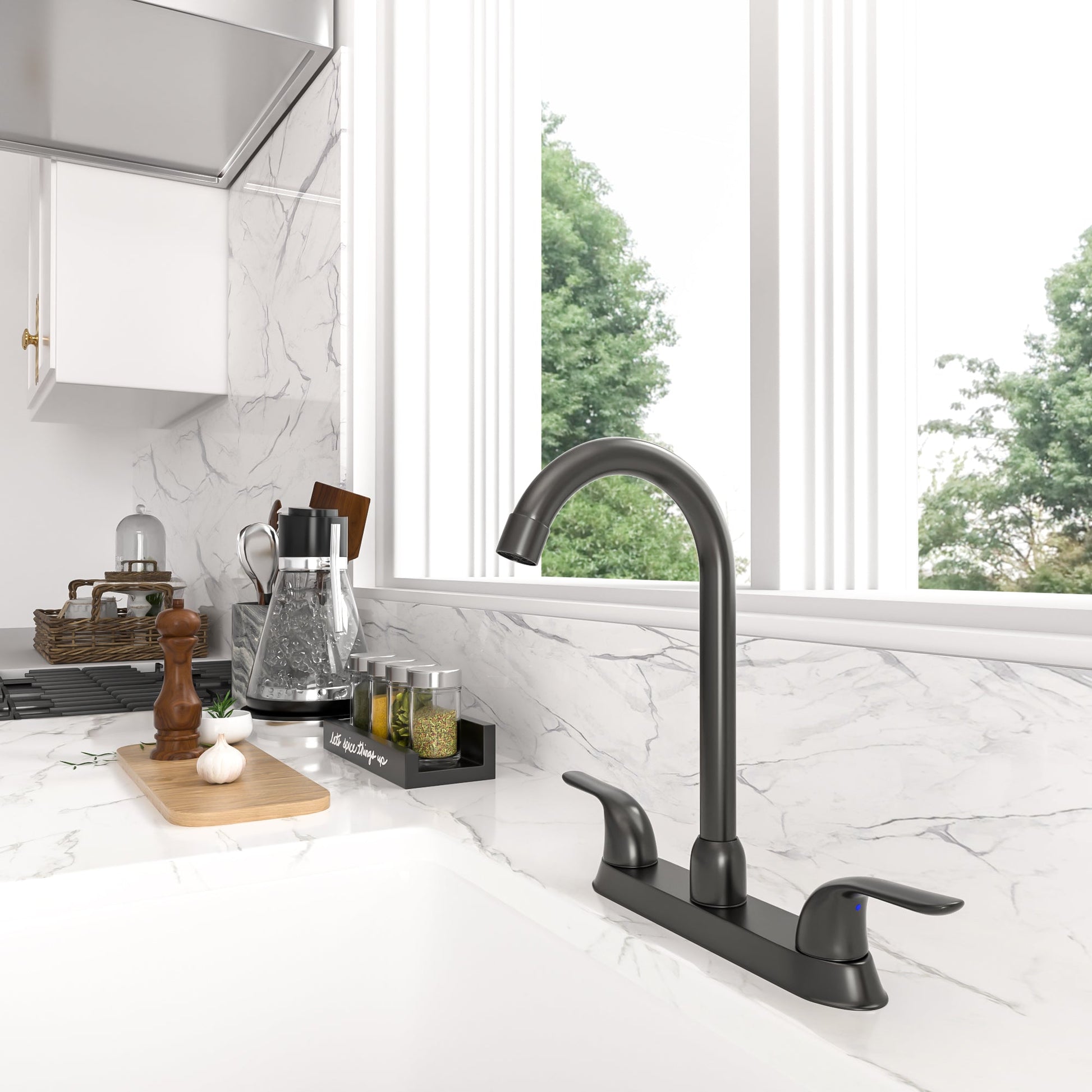 Lordear ‎Brass Double Handle 360° Rotate High-Arch Kitchen Faucet  from Lordear