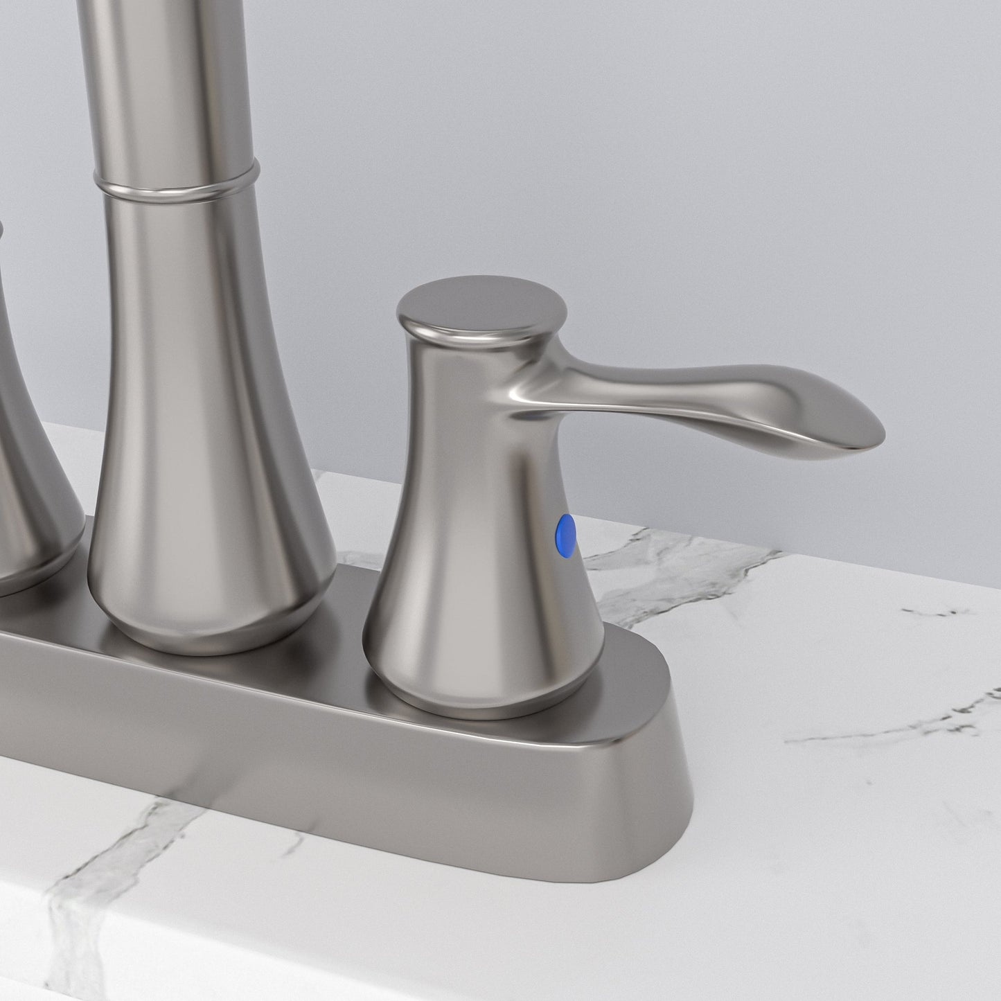 Lordear Brass Brushed Nickel Dual Handle Bathroom Faucet with Pop-Up Drain And Water Hoses  from Lordear