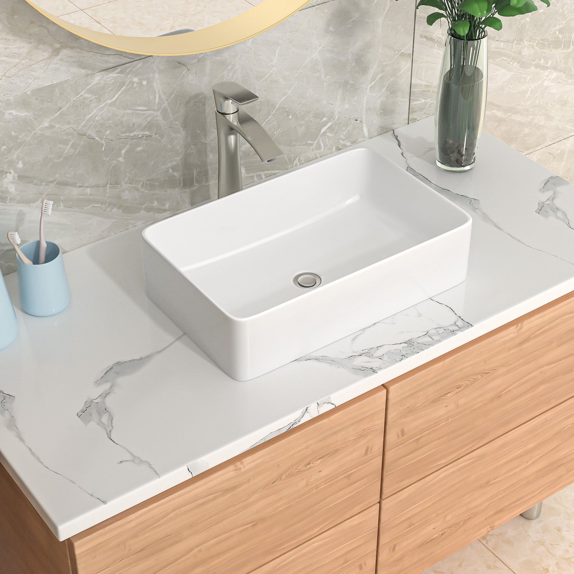 Lordear 21" x 14" White Ceramic Countertop Rectangular Vessel Bathroom Sink  from Lordear
