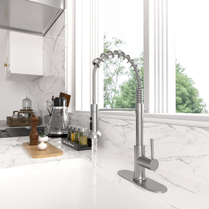 Lordear Stainless Steel Brushed Nickel Single Handle Pull Down Kitchen Faucet  from Lordear