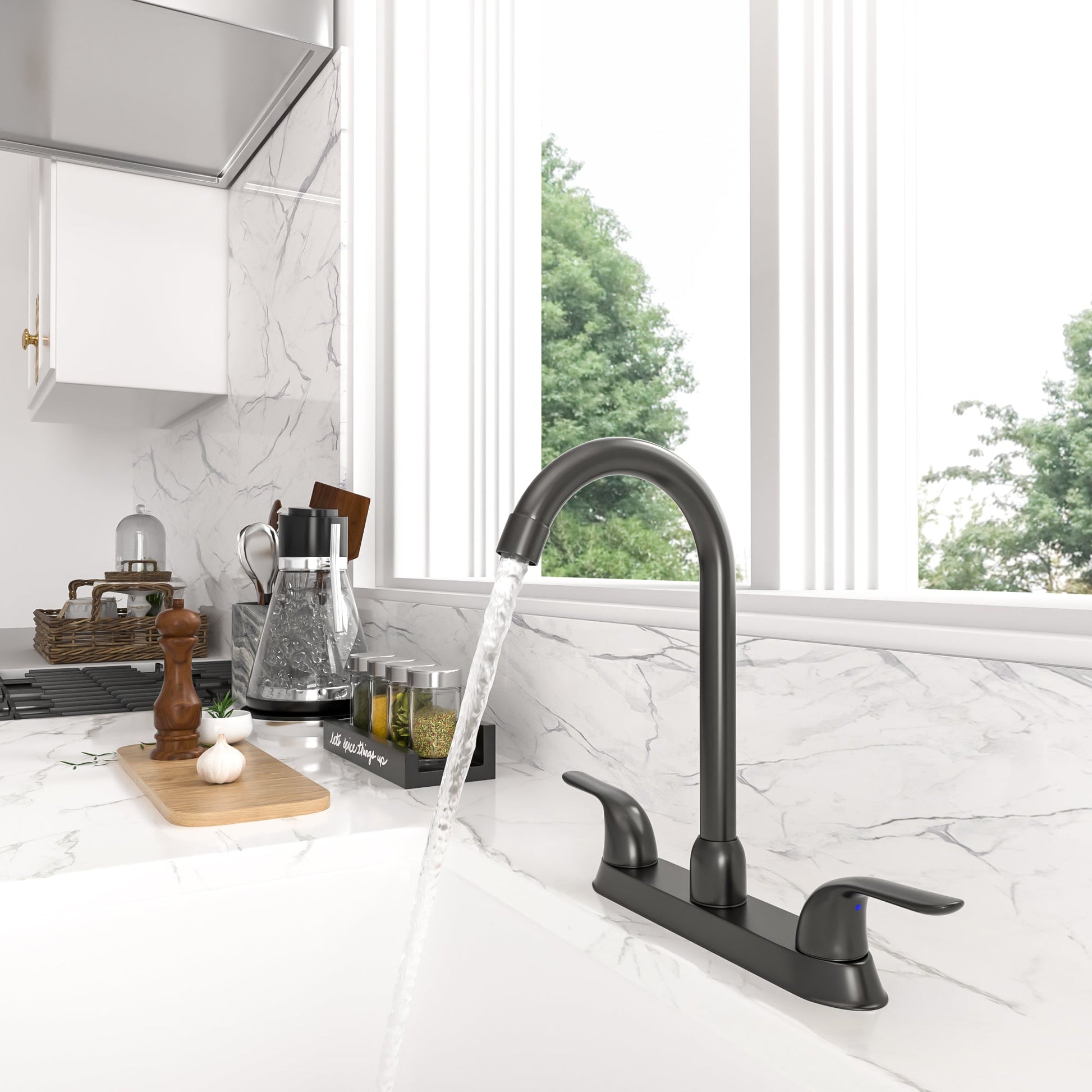 Lordear ‎Brass Double Handle 360° Rotate High-Arch Kitchen Faucet  from Lordear