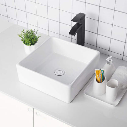 Lordear 15" x 15" White Ceramic Drop-in Square Vessel Bathroom Sink  from Lordear