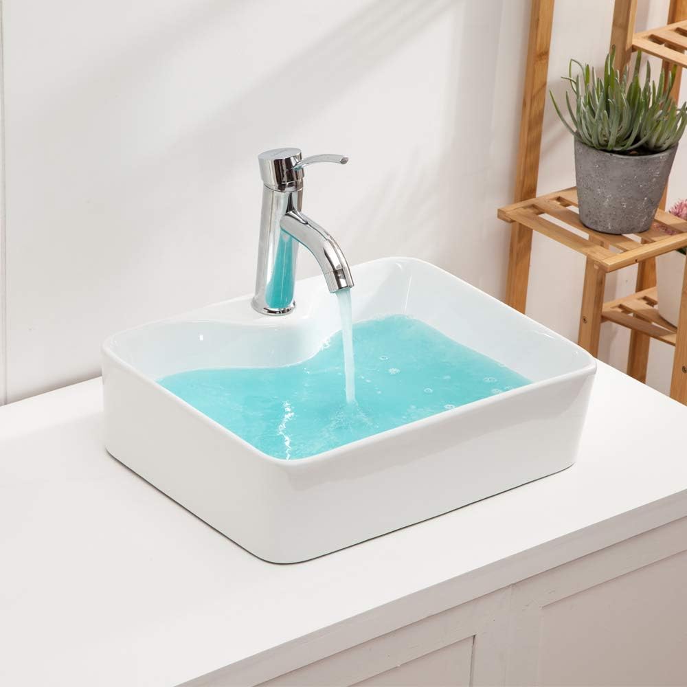 Lordear 19" x 15" White Ceramic Rectangle Vessel Bathroom Sink  from Lordear