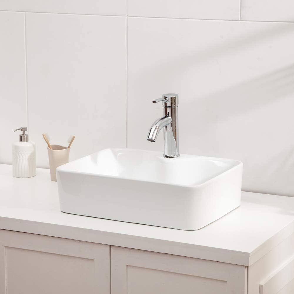 Lordear 19" x 15" White Ceramic Rectangle Vessel Bathroom Sink  from Lordear