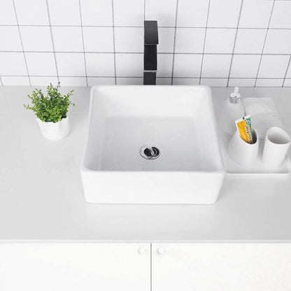 Lordear 15" x 15" White Ceramic Drop-in Square Vessel Bathroom Sink  from Lordear