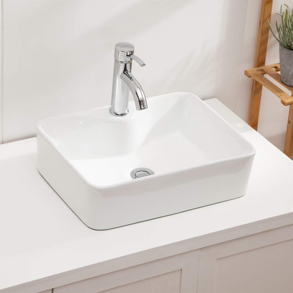 Lordear 19" x 15" White Ceramic Rectangle Vessel Bathroom Sink  from Lordear