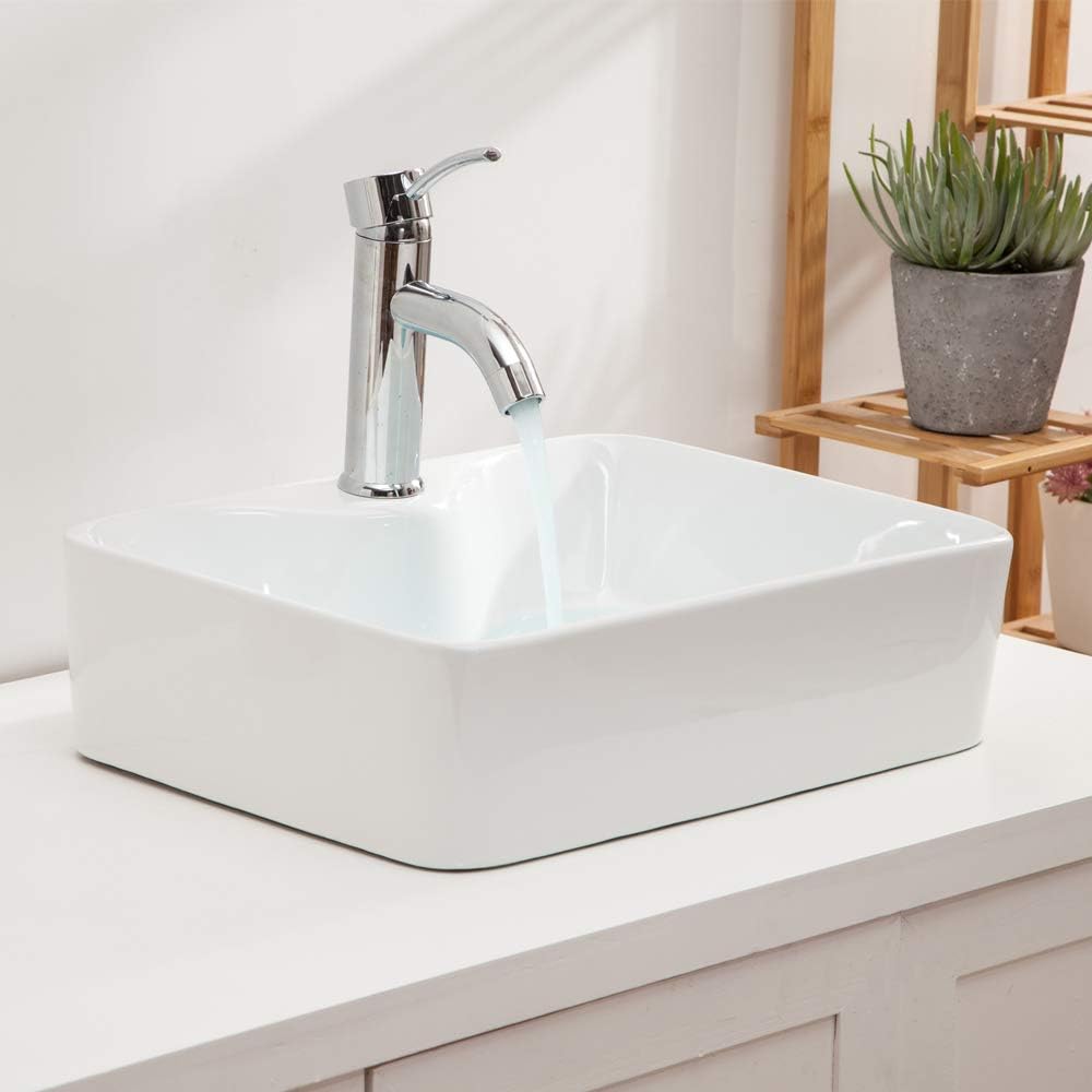 Lordear 19" x 15" White Ceramic Rectangle Vessel Bathroom Sink  from Lordear