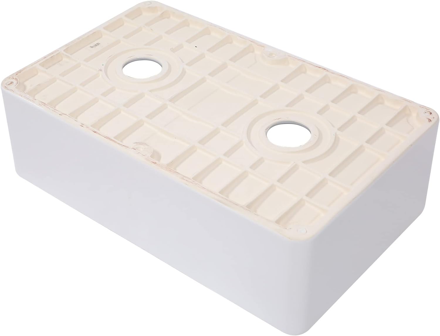 Lordear 33" x 20" White Ceramic Apron Front 50/50 Double Basin Farmhouse Kitchen Sink  from Lordear