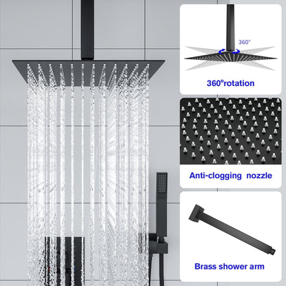Lordear 12" ‎Stainless Steel Wall Mounted Square Rainfall Shower Head System Faucet Set  from Lordear