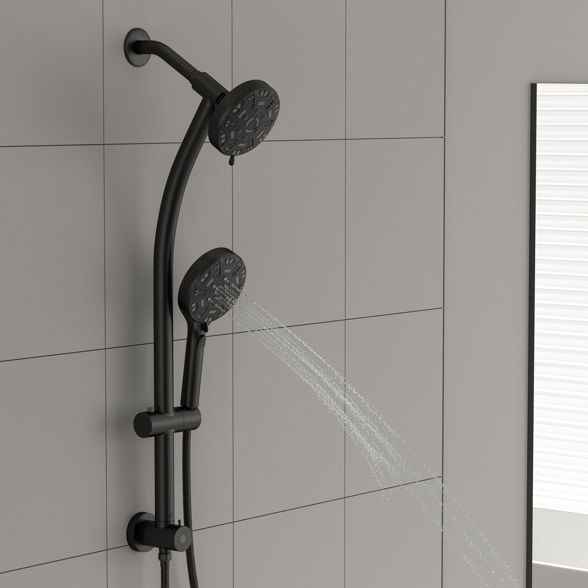 Lordear 5" ‎Stainless Steel Wall Mounted Matte Black Rainfall Round Dual Shower Head Set  from Lordear