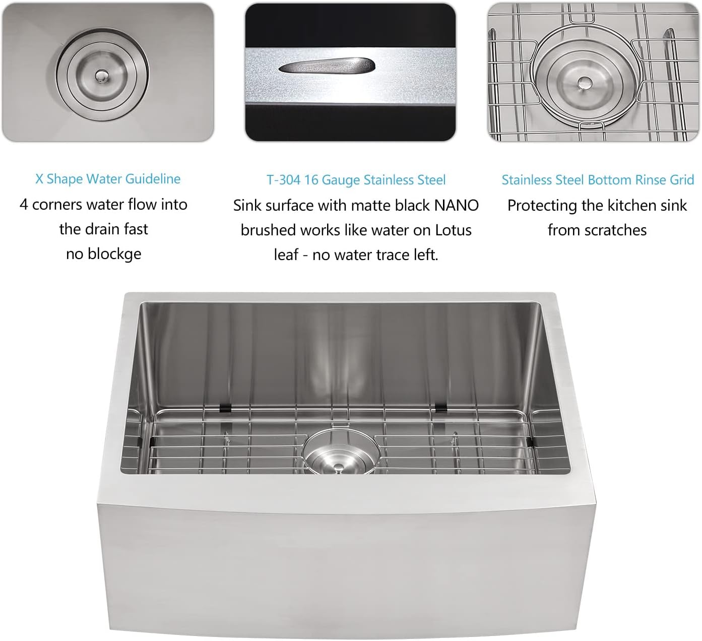 Lordear 27" Stainless Steel Single Bowl Farmhouse Kitchen Sink  from Lordear
