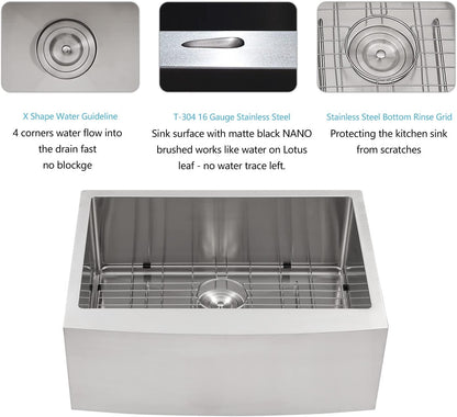 Lordear 27" Stainless Steel Single Bowl Farmhouse Kitchen Sink  from Lordear