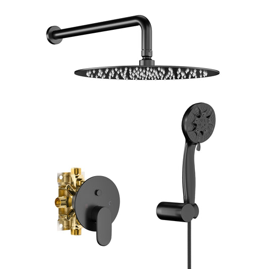 Lordear 10" ‎Stainless Steel Wall Mounted Matte Black Round Rainfall Shower Head  from Lordear