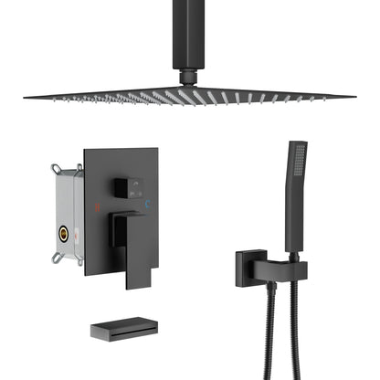 Lordear 12" ‎Stainless Steel Wall Mounted Square Rainfall Shower Head System Faucet Set  from Lordear