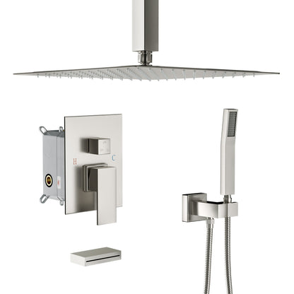 Lordear 12" ‎Stainless Steel Wall Mounted Square Rainfall Shower Head System Faucet Set  from Lordear