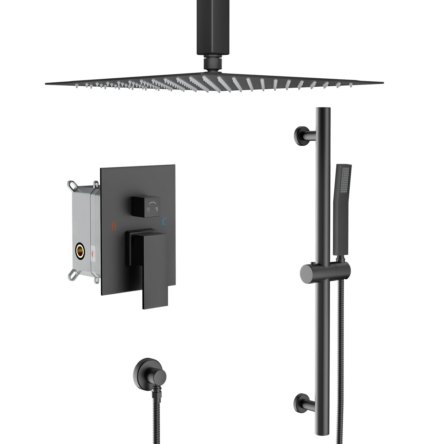 16 Inch Rainfall Square Shower System Shower Head with Handheld Shower Ceiling Mounted  from Lordear