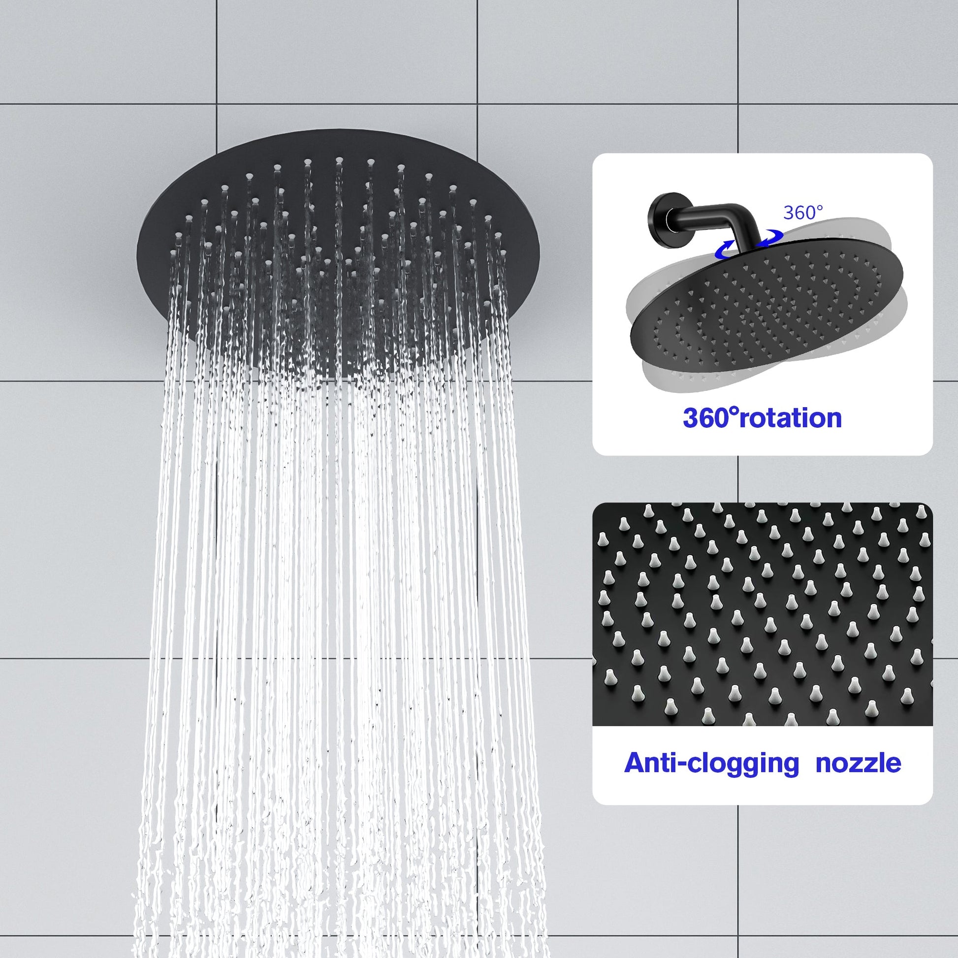 Lordear 10" Stainless Steel Wall Mounted Round Rainfall Shower Head with Bathroom Faucet  from Lordear