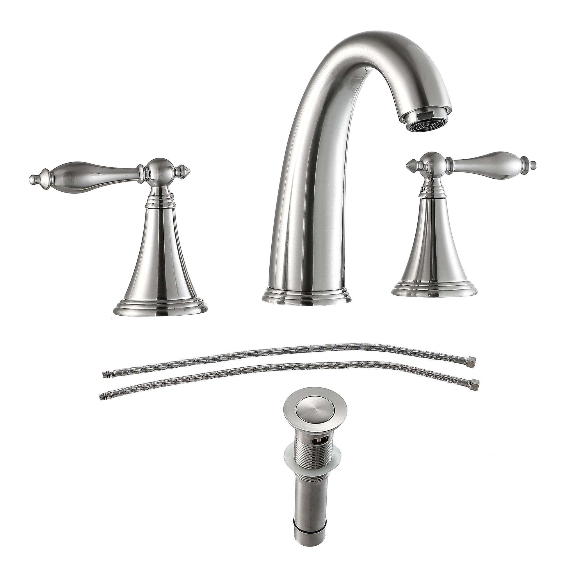 Lordear Brass Split Type Dual Handle Bathroom Faucet with Pop-Up Drain And Water Hoses  from Lordear