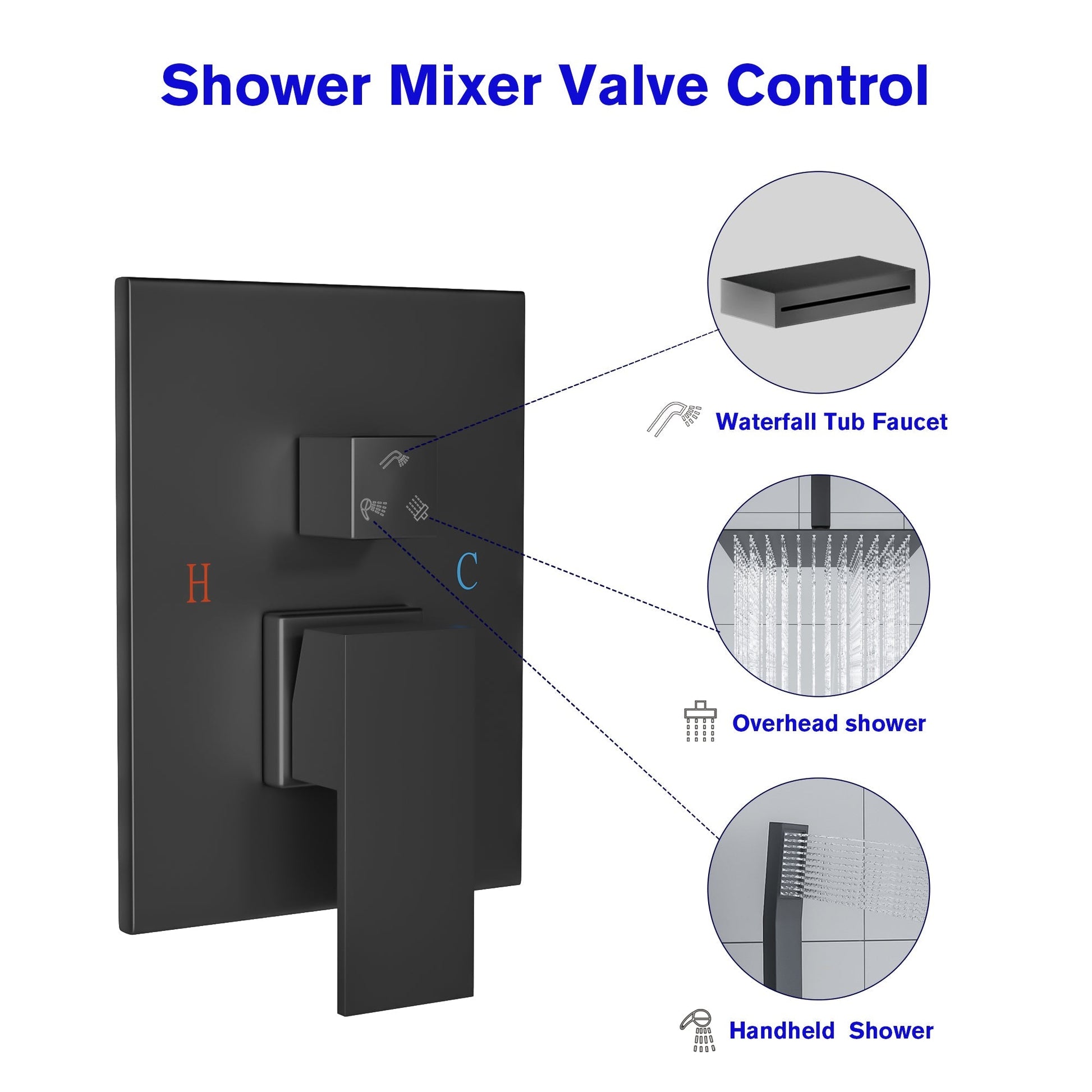 Lordear 12" ‎Stainless Steel Wall Mounted Square Rainfall Shower Head System Faucet Set  from Lordear