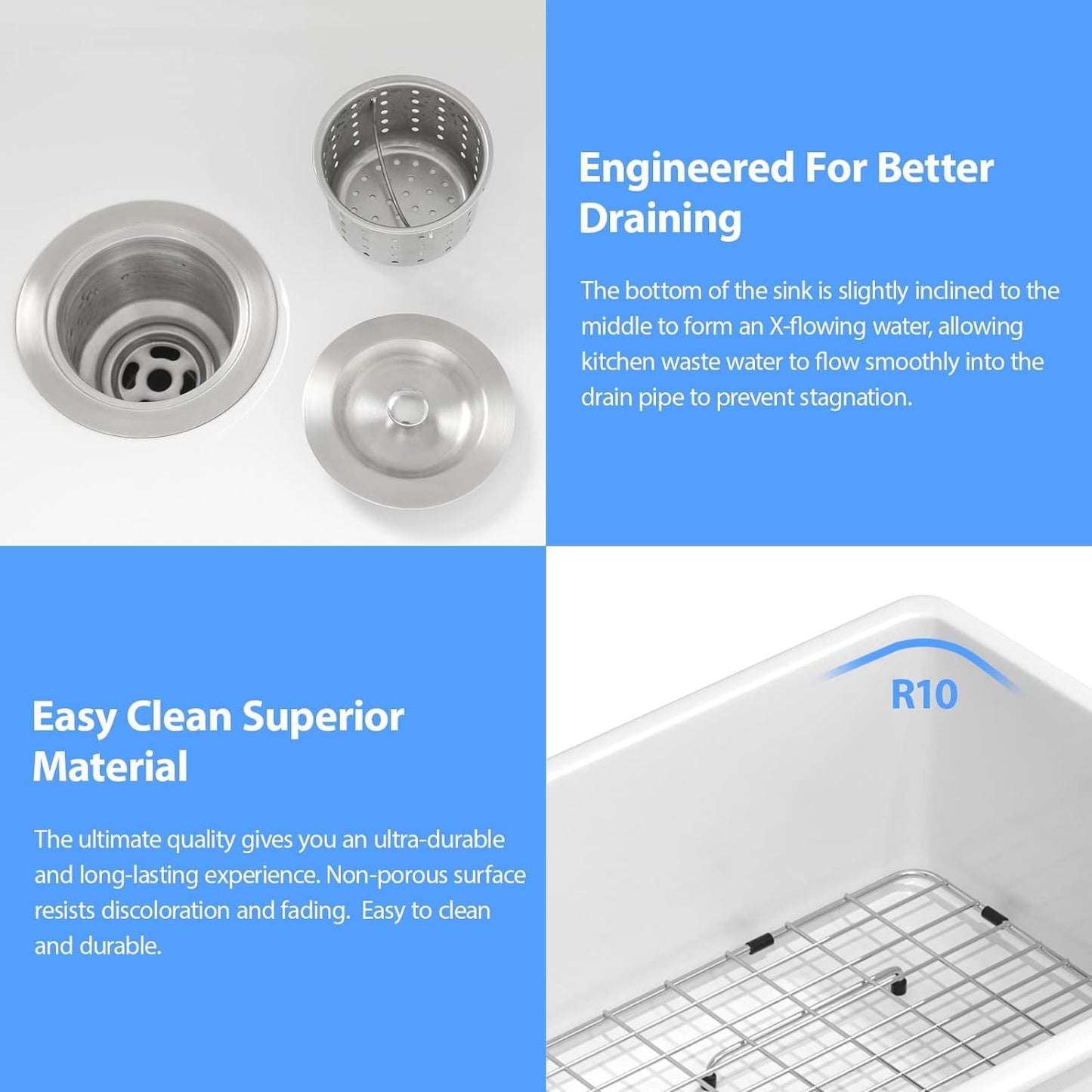 Lordear 32" White Ceramic Undermount Single Bowl Kitchen Sink  from Lordear