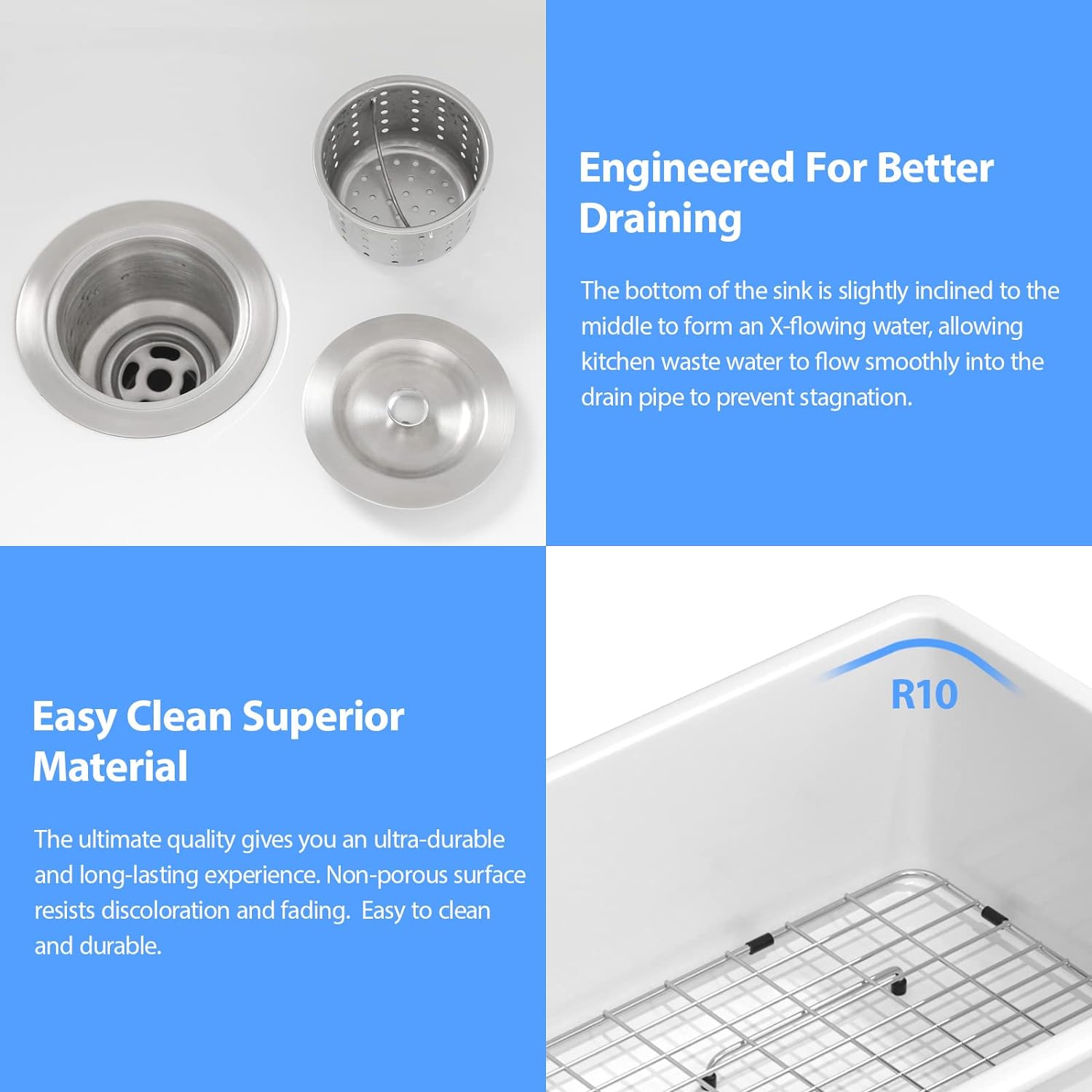 Lordear 32" White Ceramic Undermount Single Bowl Kitchen Sink  from Lordear