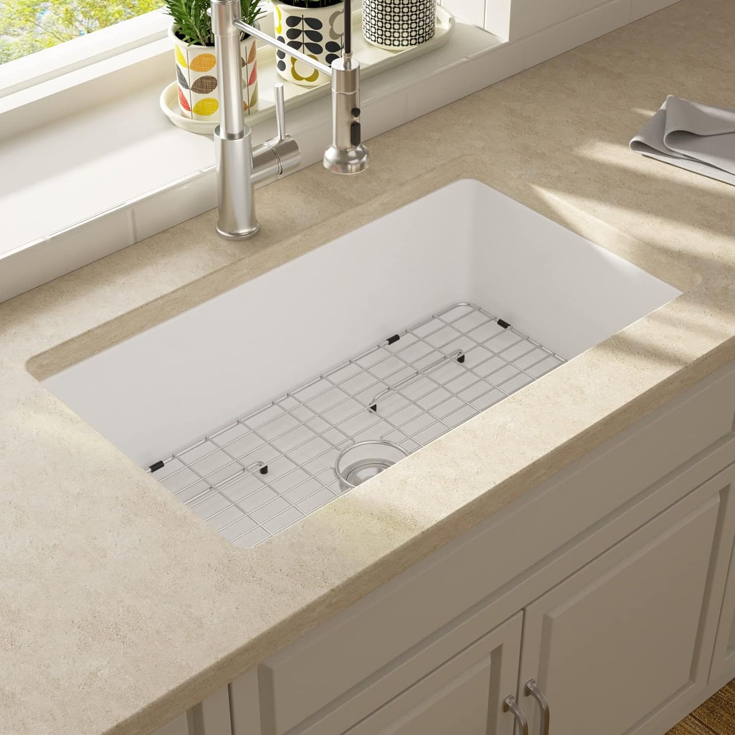 Lordear 32" White Ceramic Undermount Single Bowl Kitchen Sink  from Lordear