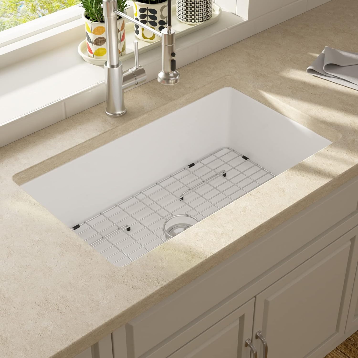 Lordear 32" White Ceramic Undermount Single Bowl Kitchen Sink  from Lordear