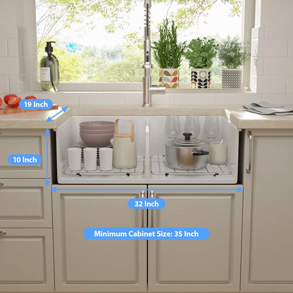 Lordear 32"x19" White Fireclay Porcelain Ceramic 50/50 Double Bowl Undermount Kitchen Sink  from Lordear
