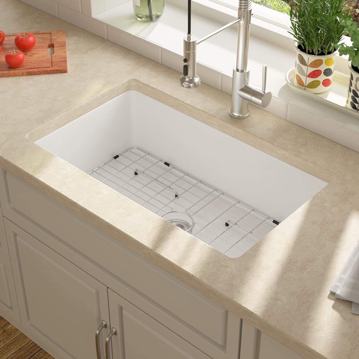 Lordear 32" White Ceramic Undermount Single Bowl Kitchen Sink  from Lordear