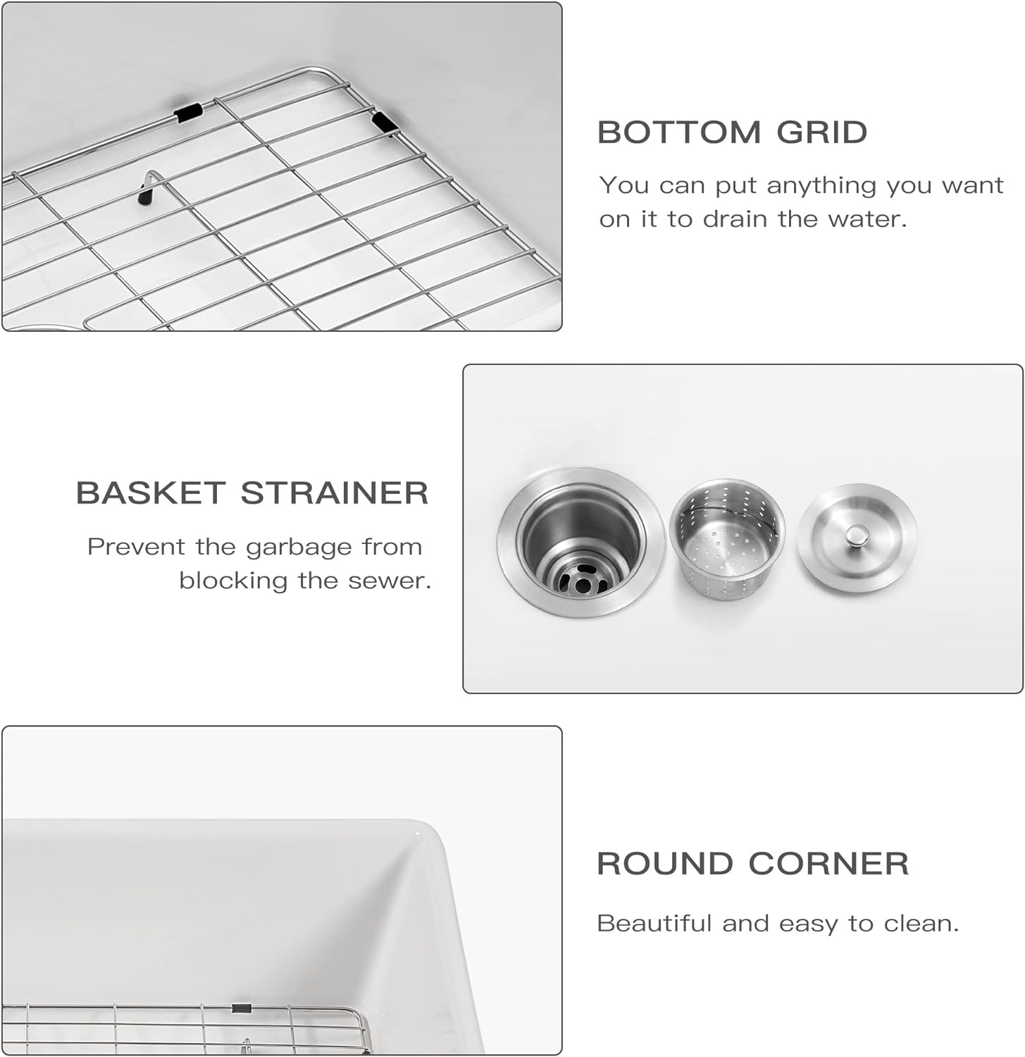 Lordear 33" White Ceramic Curved Apron Farmhouse Kitchen Sink  from Lordear